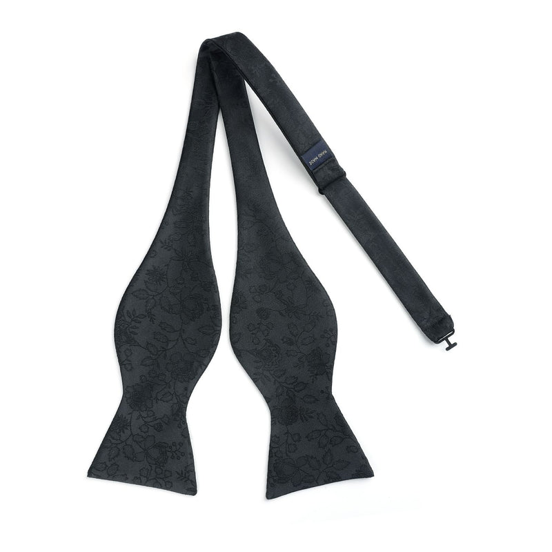 Floral Bow Tie & Pocket Square - BLACK 