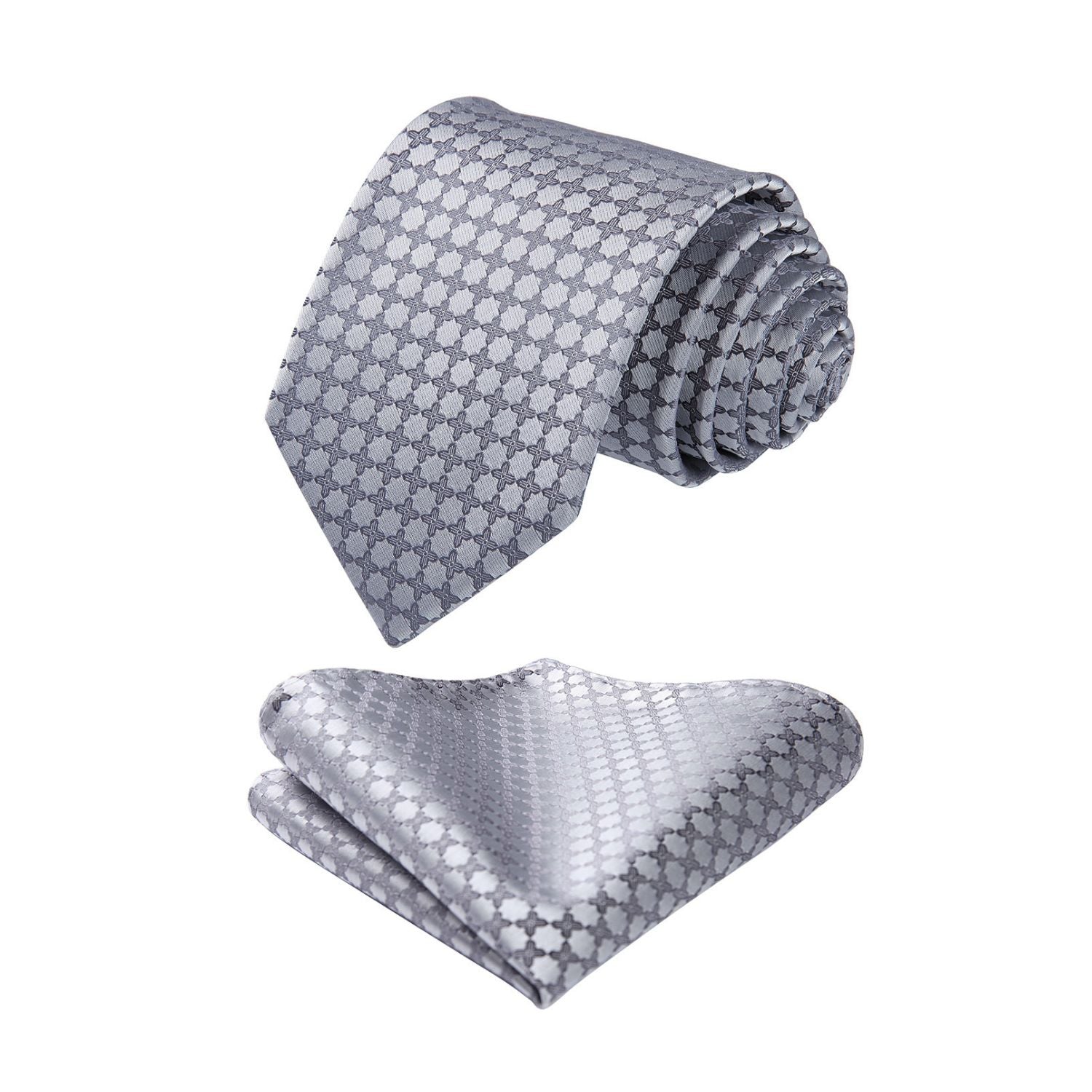 Polka Dot Tie Handkerchief Set - E-GRAY 1