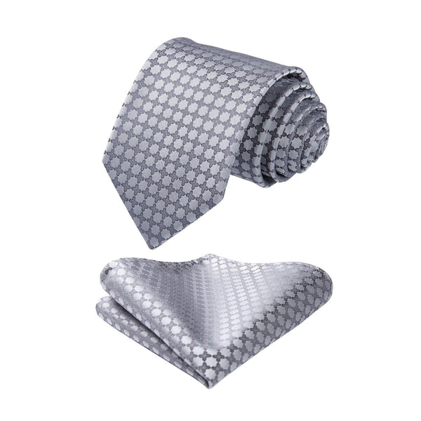 Polka Dot Tie Handkerchief Set - E-GRAY 1 