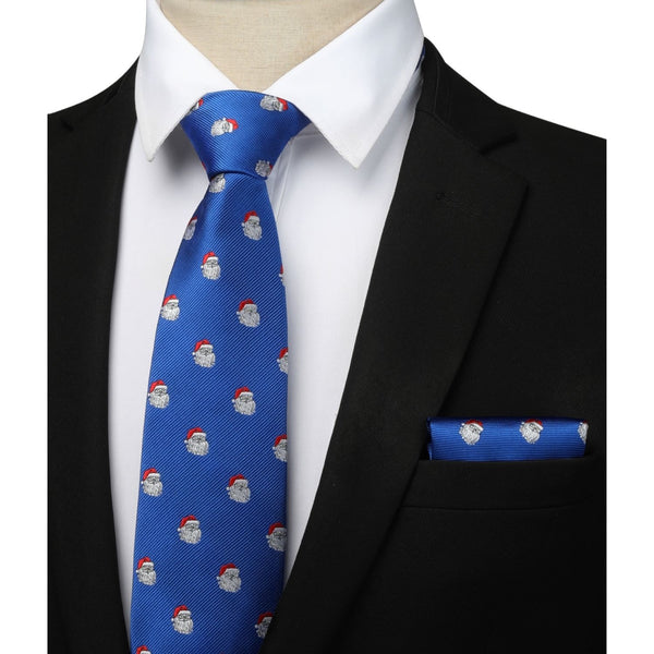 Christmas Tie Handkerchief Set - C-1 ROYAL BLUE
