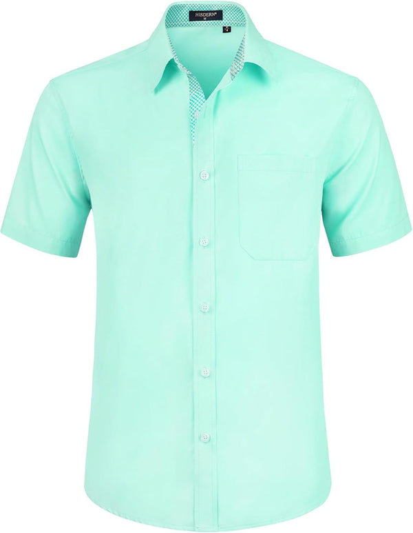 Men's Short Sleeve Shirt with Pocket - A1-GREEN2