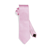 Houndstooth Tie Handkerchief Set - PINK/WHITE 