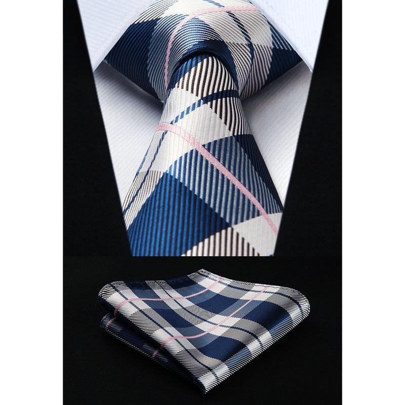 Plaid Tie Handkerchief Set - C-GRAY 2 