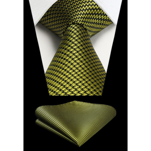 Houndstooth Tie Handkerchief Set - SAGE GREEN 