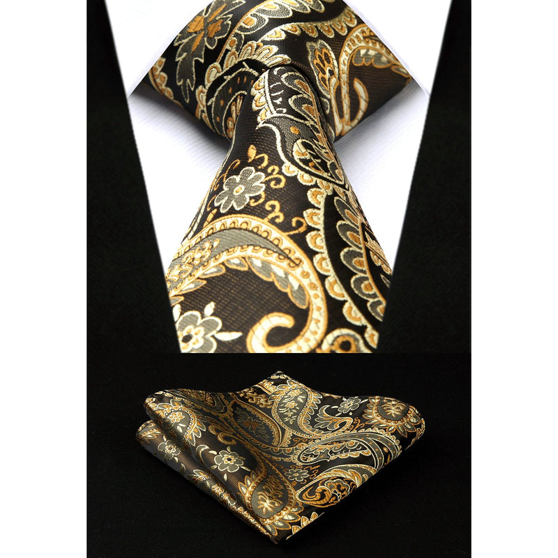 Paisley Vest Tie Handkerchief Set - GOLD