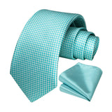 Houndstooth Tie Handkerchief Set - Z-MINT GREEN-WHITE 
