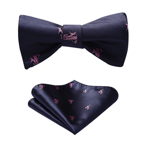 Elephant Bow Tie & Pocket Square - BROWN 