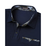 Polo Shirts Short Sleeve with Pocket - J-BLUE-CHECKED2