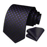 Polka Dot Tie Handkerchief Set - D2-BLACK/PURPLE 