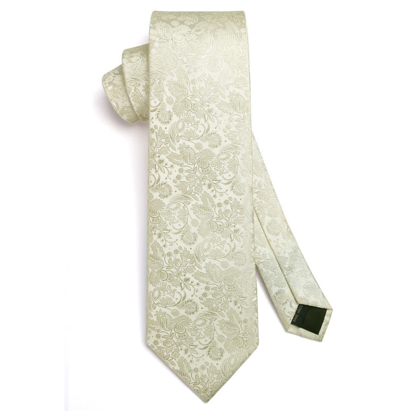 Floral Tie Handkerchief Set - SILVER 