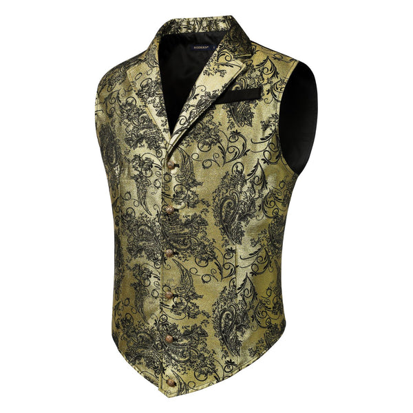 Gothic Lapel Vest for Men - GOLD/BLACK-4 