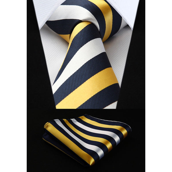 Stripe Tie Handkerchief Set - S-YELLOW 2 