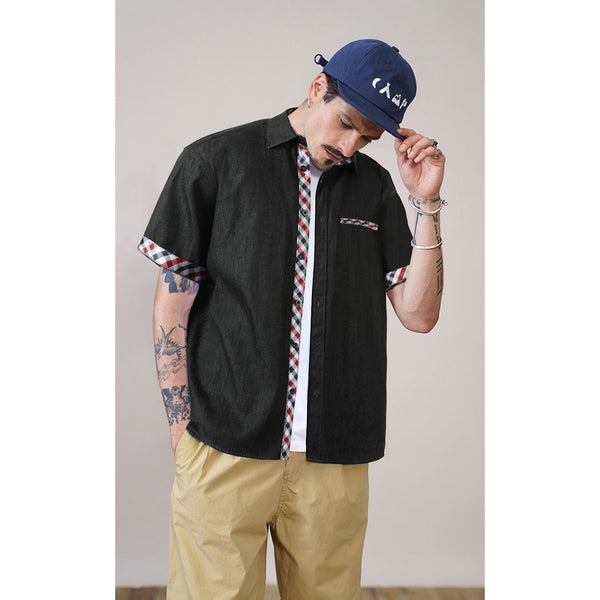 Men's Short Sleeve with Pocket - BLACK/RED 