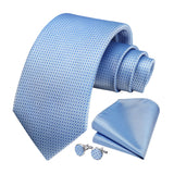 Plaid Tie Handkerchief Set - F-BABY BLUE LIGHT 2