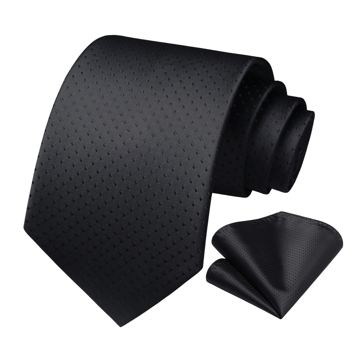 Polka Dot Tie Handkerchief Set - A2-BLACK01