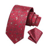 Floral Tie Handkerchief Set - B4-RED 