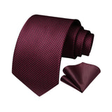 Polka Dot Tie Handkerchief Set - A3-BURGUNDY/BLACK 