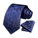 Paisley Tie Handkerchief Set - D9-NAVY BLUE 