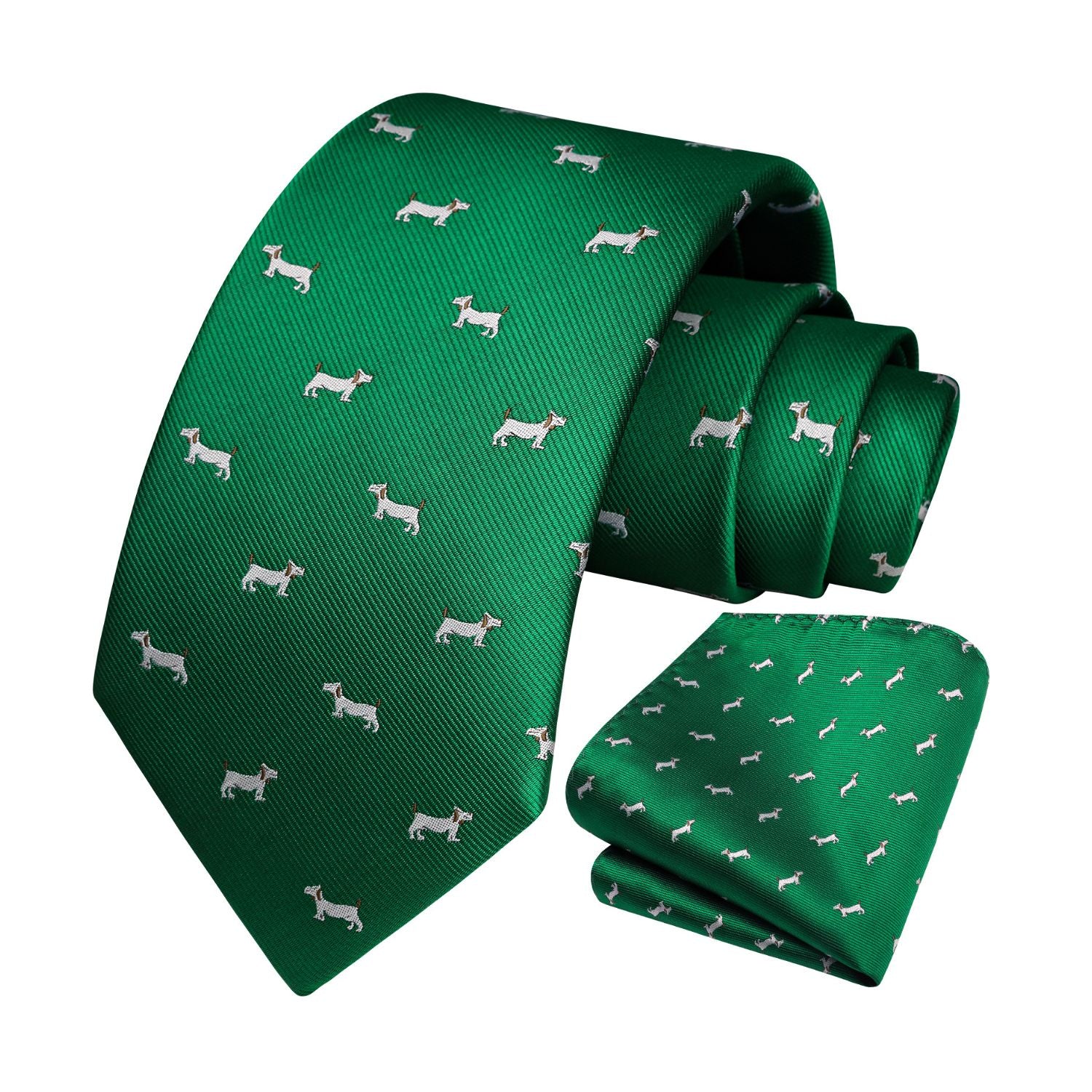 Bulldog Tie Handkerchief Set - GREEN-1