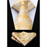 Floral 3.4 inch Tie Handkerchief Set - C-LIGHT YELLOW 