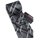 Plaid Tie Handkerchief Set - A1-GREY 