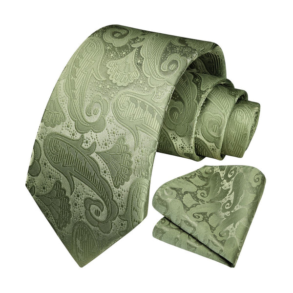 Paisley Tie Handkerchief Set - K-GREEN SAGE 