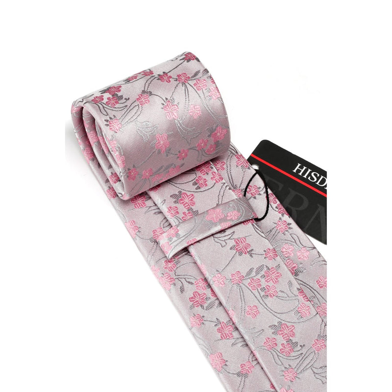 Floral Tie Handkerchief Set - PINK 