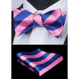 Stripe Bow Tie & Pocket Square - D-PINK/BLUE 