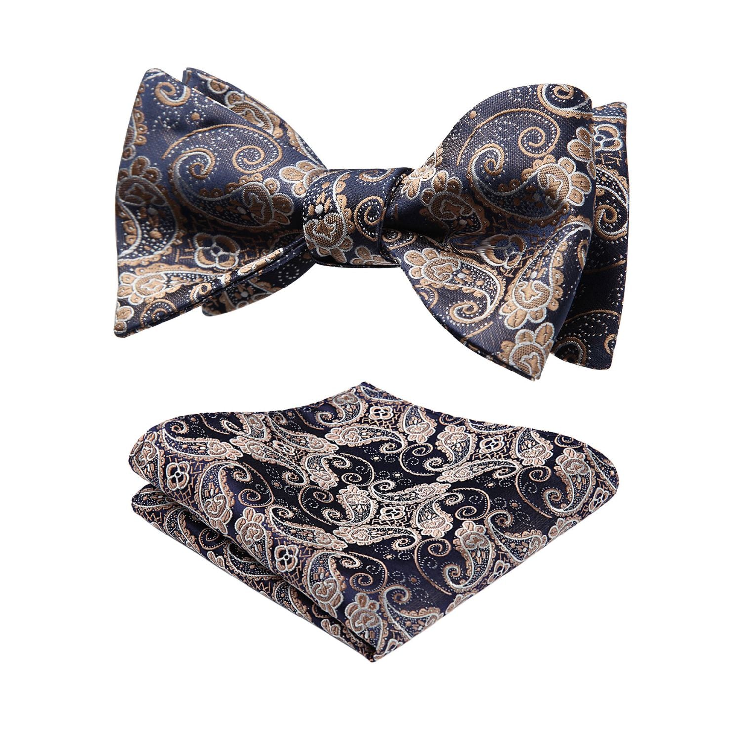Paisley Bow Tie & Pocket Square - GOLD-3