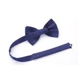 Solid Pre-Tied Bow Tie & Pocket Square - V-NAVY BLUE 3 
