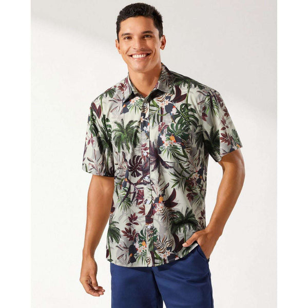 Hawaiian Tropical Shirts with Pocket - BEIGE