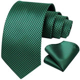 Solid Houndstooth Tie Handkerchief Set - SAGE GREEN