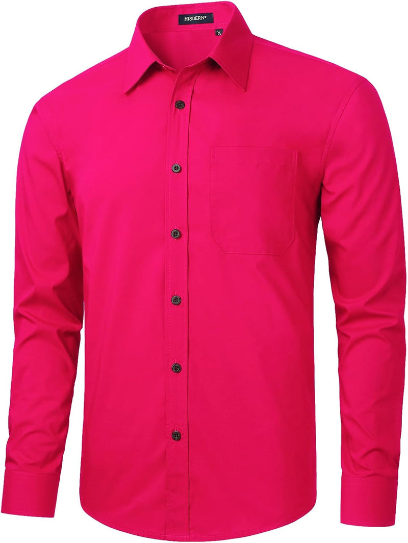 Men's Dress Shirt with Pocket - HOT PINK