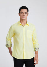 Men's Patchwork Dress Shirt with Pocket - LIGHT YELLOW/PAISLEY