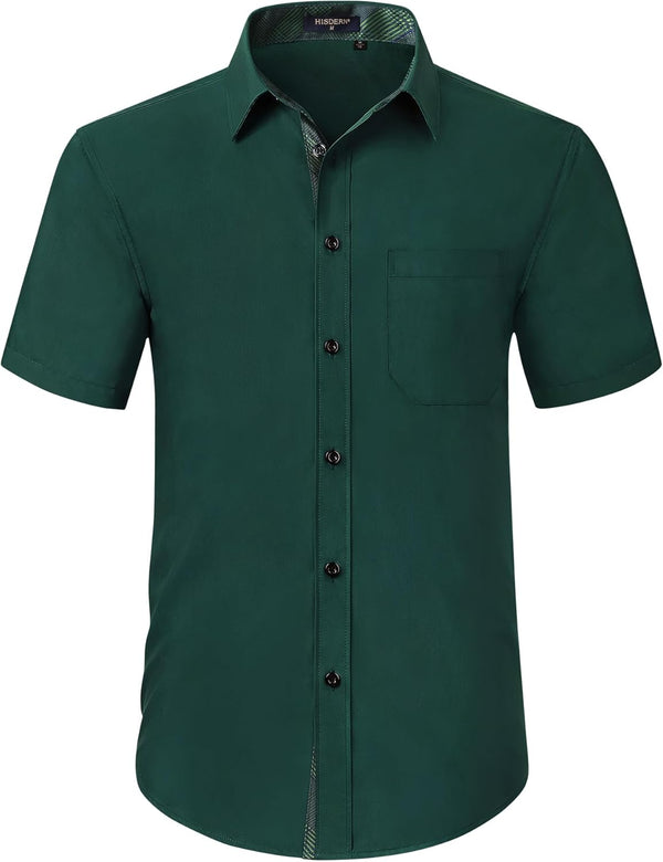 Men's Short Sleeve Shirt with Pocket - B1-GREEN2