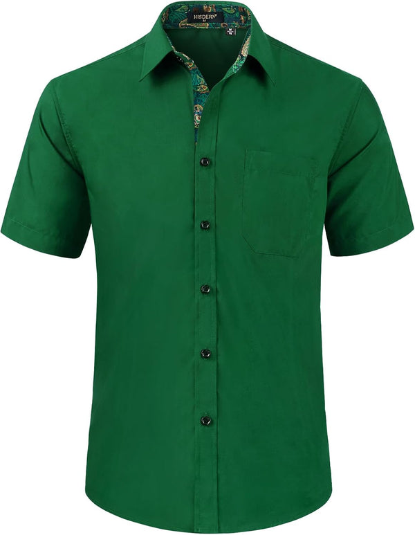 Men's Short Sleeve Shirt with Pocket - A1-GREEN1