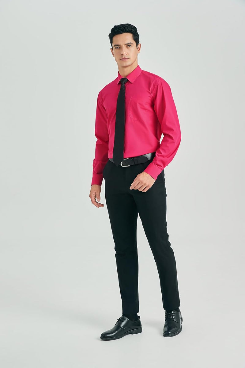 Men's Dress Shirt with Pocket - HOT PINK