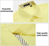 Men's Patchwork Dress Shirt with Pocket - LIGHT YELLOW/STRIPED