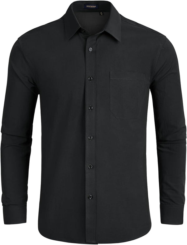 Men's Dress Shirt with Pocket - BLACK