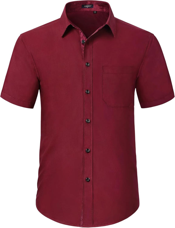 Men's Short Sleeve Shirt with Pocket - B1-RED2