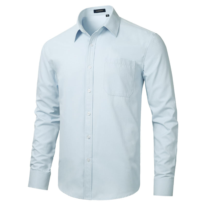 Men's Dress Shirt with Pocket - MICRO TWILL BLUE