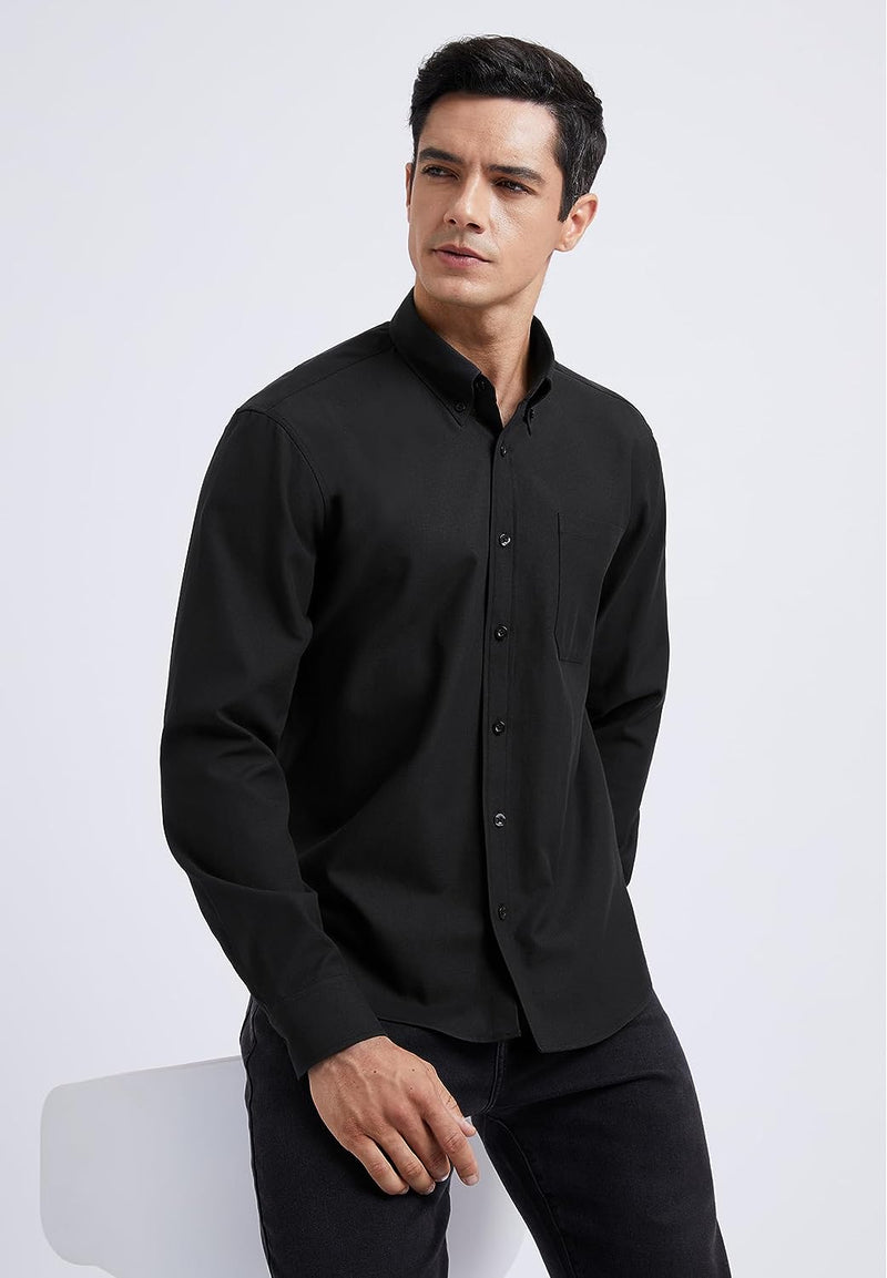 Casual Formal Shirt with Pocket - BLACK 