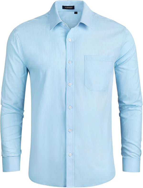 Men's Dress Shirt with Pocket - BLUE