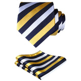 Stripe Tie Handkerchief Set - A-STEEL BLUE/WHITE
