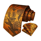Floral Tie Handkerchief Set - Y-ORANGE/BLACK 