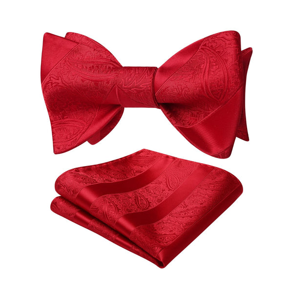 Stripe Bow Tie & Pocket Square - RED-4 