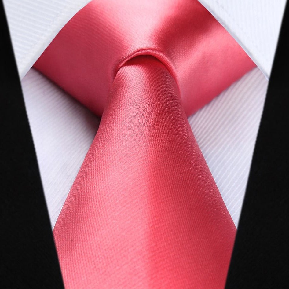Solid Tie Handkerchief Set - CORAL