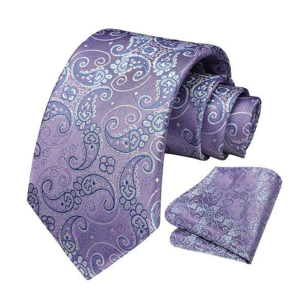 Paisley Tie Handkerchief Set - A13-LAVENDER 