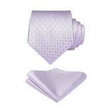 Plaid Tie Handkerchief Set - C-LAVENDER 
