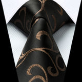 Paisley Tie Handkerchief Set - A25-BLACK/BROWN 